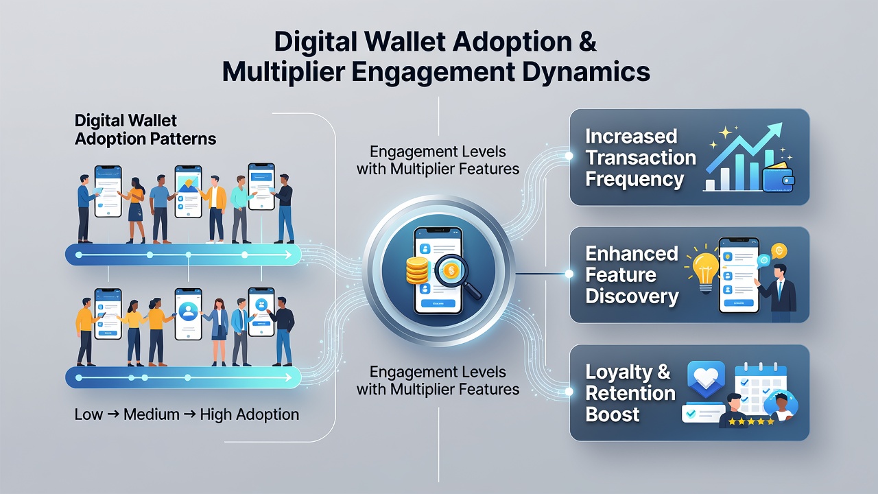 Mobile screen capture of multiplier feature activation following a digital wallet deposit in a casino app
