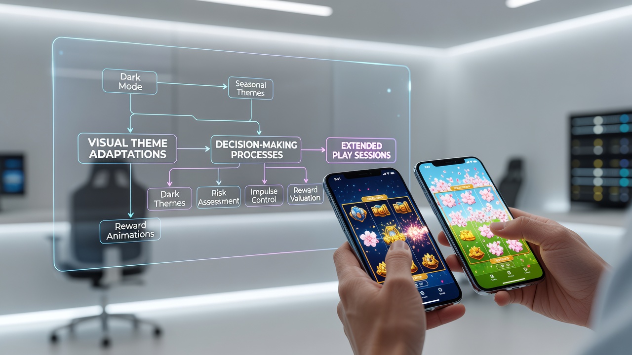 Mobile reel platform displaying adaptive visual themes with vibrant colors and animations during extended gameplay