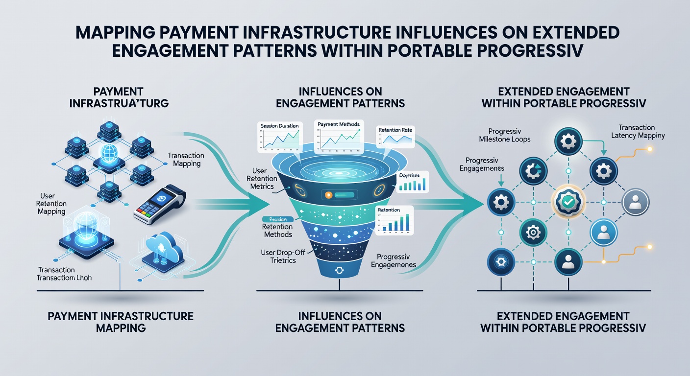 Infographic showing payment flow diagrams connected to mobile progressive slot engagement statistics