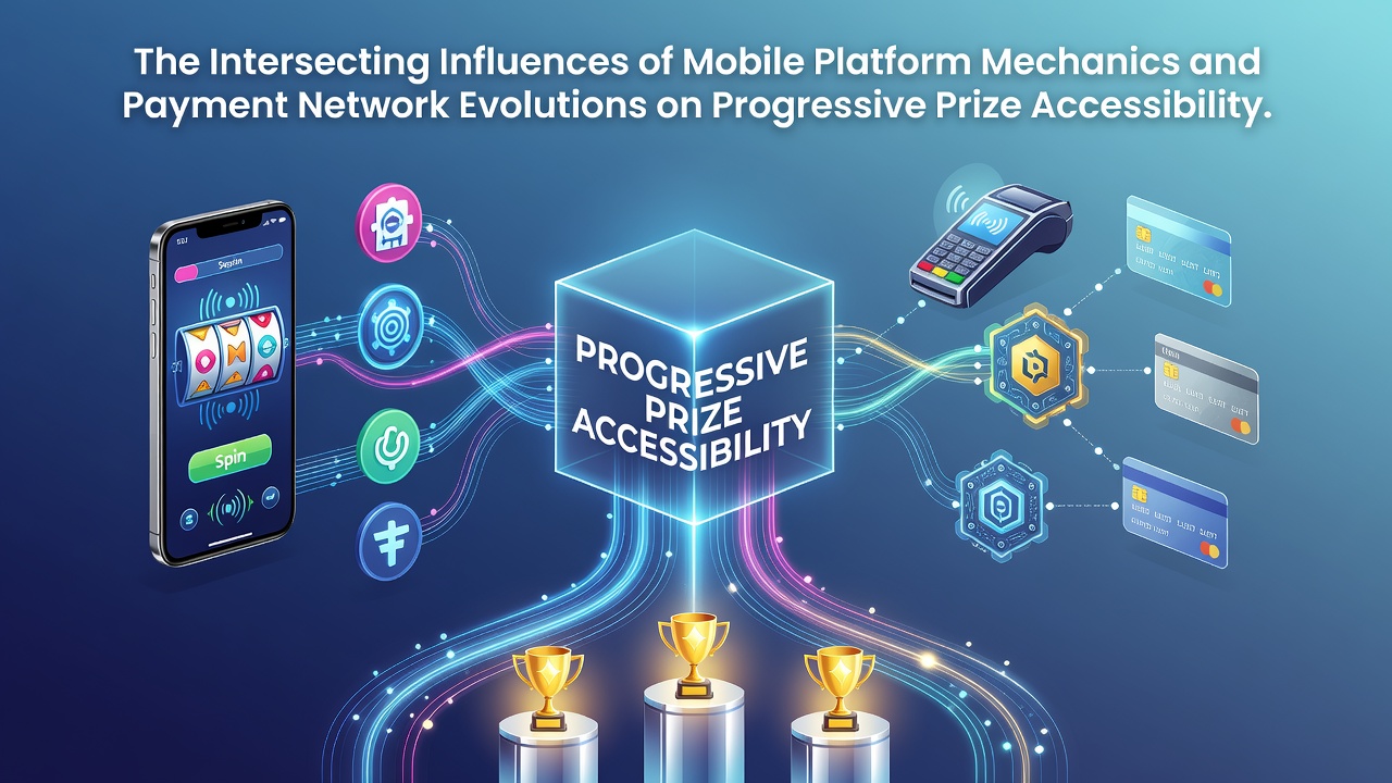 Mobile device displaying progressive jackpot interface with payment integration visuals